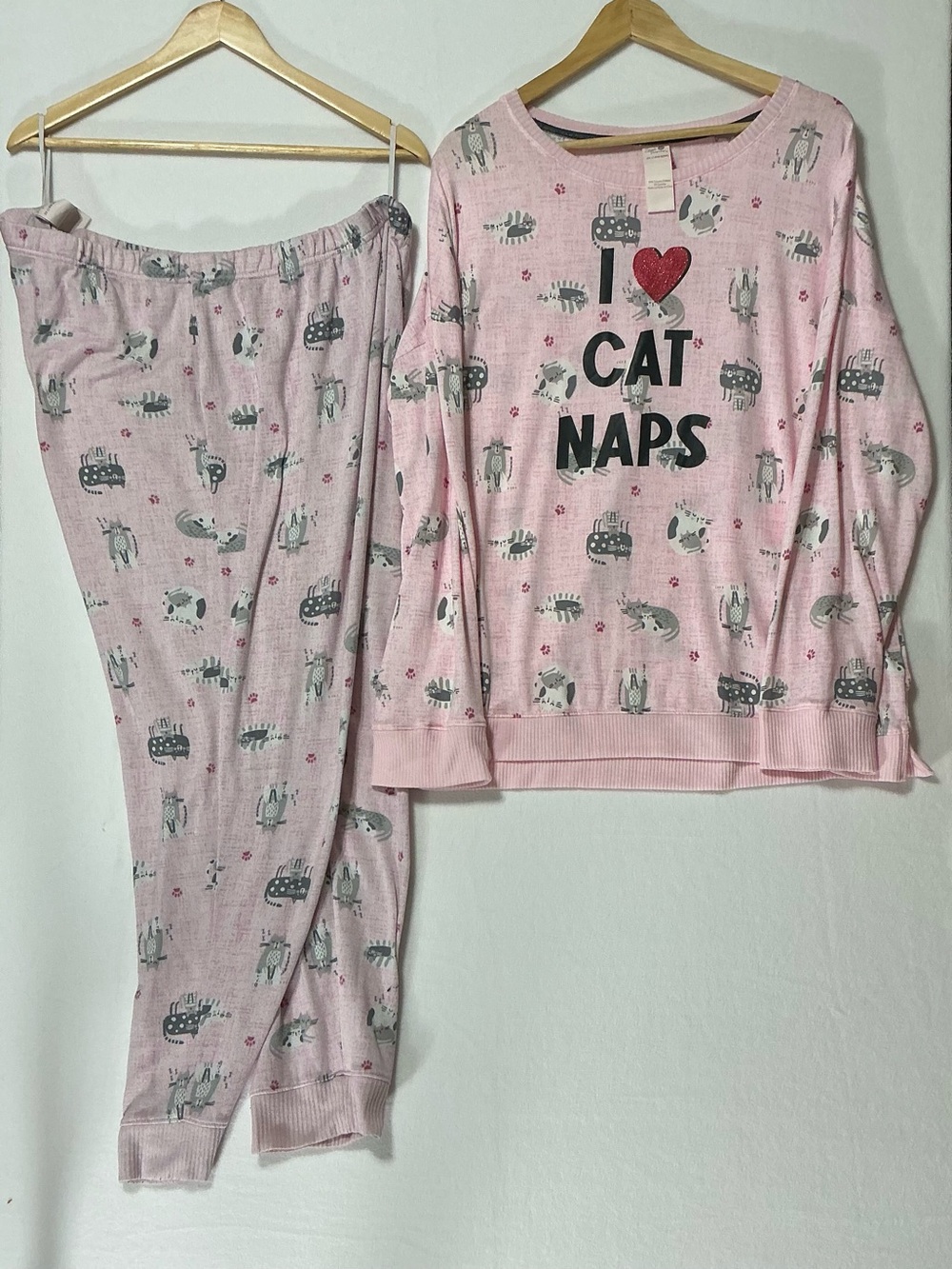 Secret Treasures Pink I Love Cat Naps Pajama Set 2X